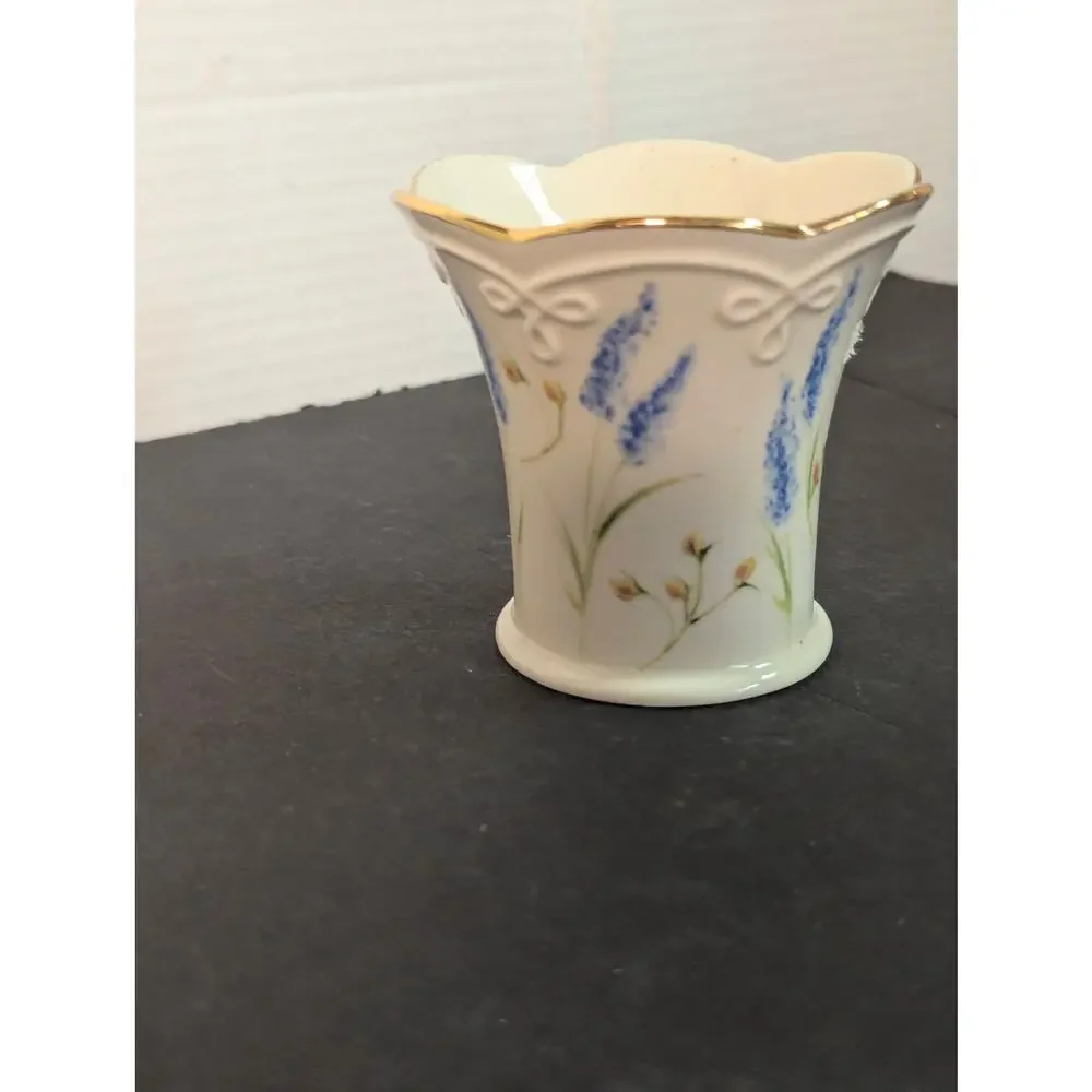 Vintage Lenox Fine Ivory Bone China Garden Flowers Miniature Flared Vase 24k